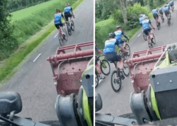 wielrenners op het platteland